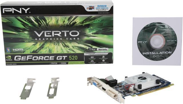 Alt view image 5 of 5 - PNY GeForce GT 520 (Fermi) 1GB DDR3 PCI Express 2.0 x16 Low Profile Ready Graphics Card VCGGT5201XPB