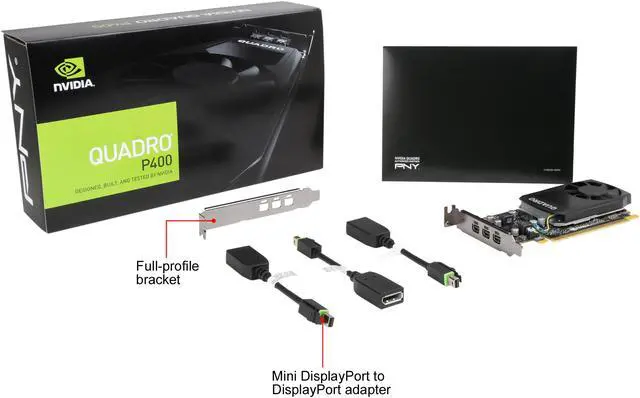Alt view image 5 of 5 - PNY Quadro P400 VCQP400-PB 2GB 64-bit GDDR5 PCI Express 3.0 x16 Low Profile Graphics Card