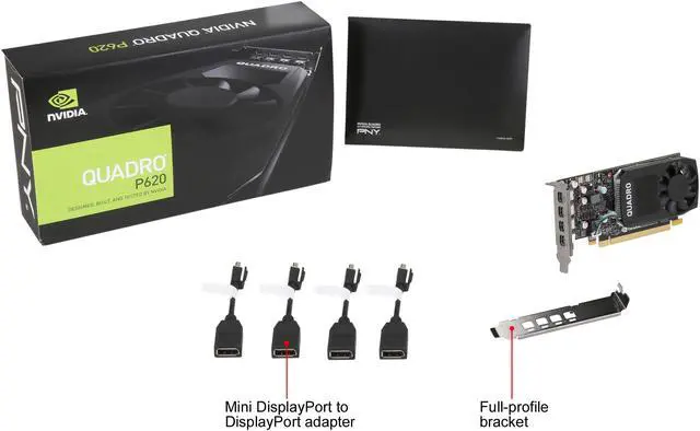 Alt view image 7 of 7 - PNY Quadro P620 VGA VCQP620-PB 2GB 128-bit GDDR5 PCI Express 3.0 x16 Graphics Card