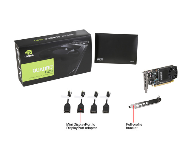 thumbnail image 2 of PNY NVIDIA Quadro P600 2GB GDDR5 Graphics Card – Low Profile, 4x Mini DP, Tested Used 2 of 3