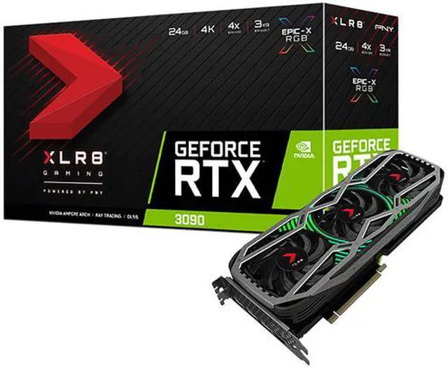 Alt view image 9 of 10 - PNY GeForce RTX 3090 24GB XLR8 Gaming EPIC-X RGB Triple Fan Graphics Card, VCG309024TFXPPB