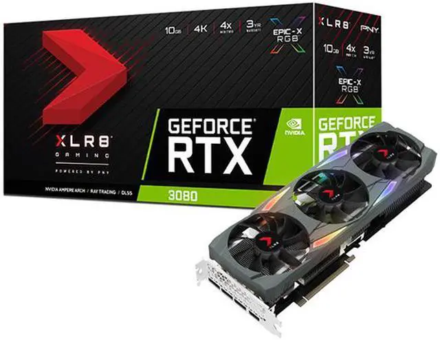 Alt view image 9 of 9 - PNY GeForce RTX 3080 10GB XLR8 Gaming UPRISING EPIC-X RGB Triple Fan Graphics Card, VCG308010TFXMPB