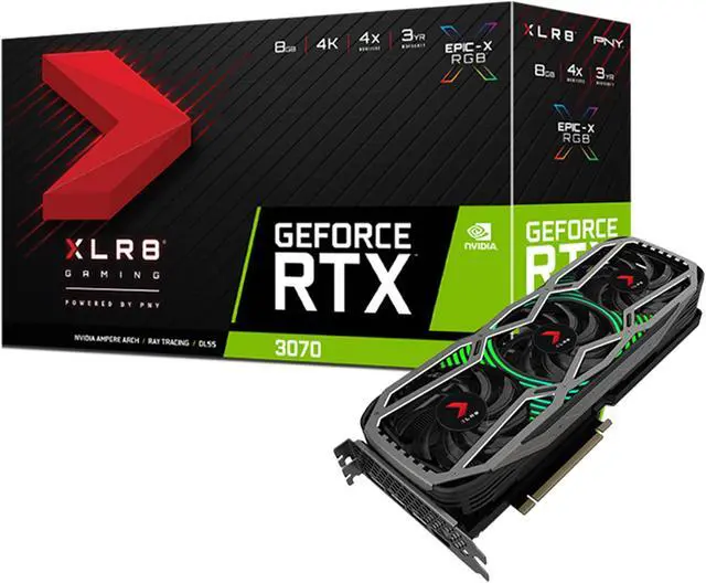 Alt view image 8 of 8 - PNY GeForce RTX 3070 8GB XLR8 Gaming REVEL EPIC-X RGB Triple Fan Graphics Card, VCG30708TFXPPB