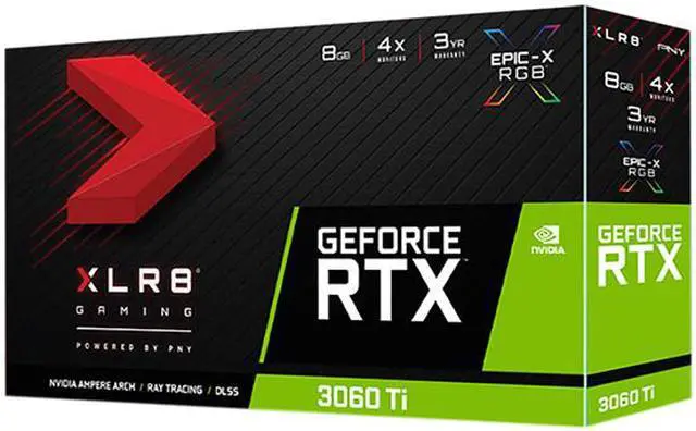 Alt view image 9 of 9 - PNY GeForce RTX 3060 Ti 8GB XLR8 Gaming REVEL EPIC-X RGB Dual Fan Edition Video Card, VCG3060T8DFXPPB