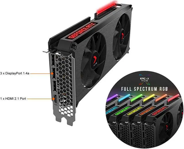 Alt view image 6 of 9 - PNY GeForce RTX 3060 Ti 8GB XLR8 Gaming REVEL EPIC-X RGB Dual Fan Edition Video Card, VCG3060T8DFXPPB