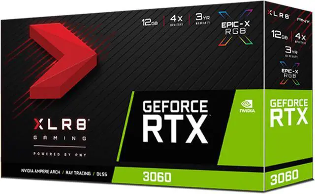 Alt view image 6 of 6 - PNY GeForce RTX 3060 12GB XLR8 Gaming REVEL EPIC-X RGB Single Fan Graphics Card, VCG306012SFXPPB