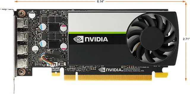 Alt view image 2 of 10 - PNY T1000 VCNT10008GB-PB 8GB 128-bit GDDR6 PCI Express 3.0 x16 Graphics Card