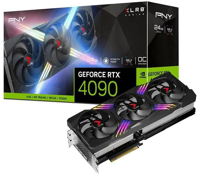 Alt view image 3 of 11 - PNY GeForce RTX 4090 24GB XLR8 Gaming VERTO EPIC-X RGB Overclocked Triple Fan DLSS 3 VCG409024TFXXPB1-O