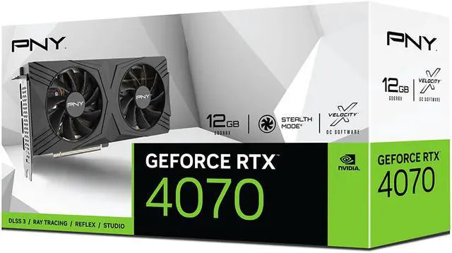 Alt view image 9 of 9 - PNY GeForce RTX 4070 12GB VERTO Dual Fan Graphics Card DLSS 3
