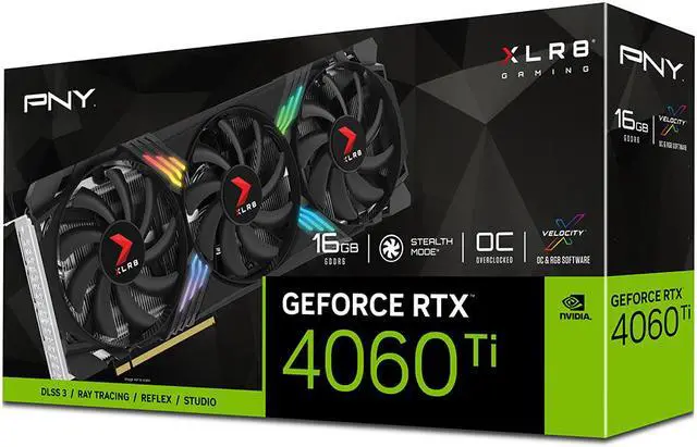 Alt view image 10 of 11 - PNY GeForce RTX 4060 Ti 16GB XLR8 Gaming VERTO EPIC-X RGB Overclocked Triple Fan DLSS 3 VCG4060T16TFXXPB1-O