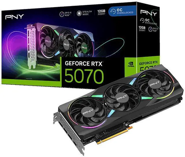 Alt view image 9 of 10 - PNY ARGB OC GeForce RTX 5070 12GB 192-Bit GDDR7 PCI Express 5.0 DLSS 4.0 Graphics Card VCG507012TFXXPB1-O