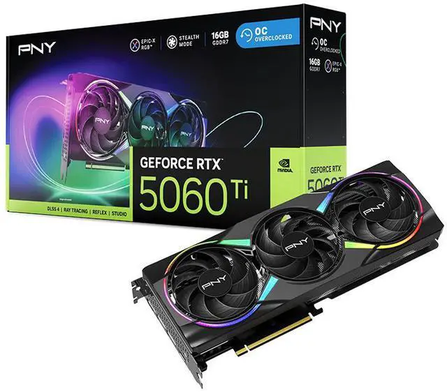 Alt view image 9 of 11 - PNY ARGB OC GeForce RTX 5060 Ti 16GB 128-Bit GDDR7 DLSS 4.0 PCI Express 5.0 x8 Graphics Card RTX 5060 Ti 16GB Triple Fan ARGB OC VCG5060T16TFXXPB1-O
