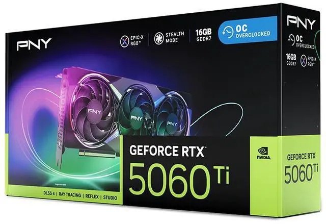 Alt view image 10 of 11 - PNY ARGB OC GeForce RTX 5060 Ti 16GB 128-Bit GDDR7 DLSS 4.0 PCI Express 5.0 x8 Graphics Card RTX 5060 Ti 16GB Triple Fan ARGB OC VCG5060T16TFXXPB1-O