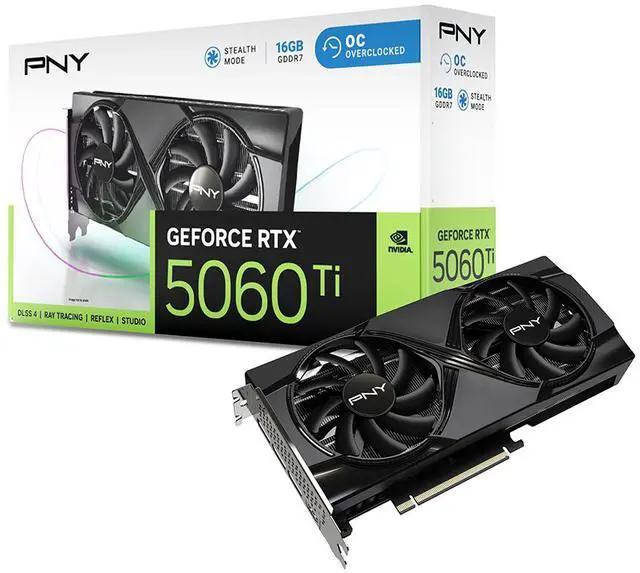 Alt view image 10 of 11 - PNY DUAL FAN OC GeForce RTX 5060 Ti 16GB 128-Bit GDDR7 PCI Express 5.0 x8 DLSS 4.0 Graphics Card RTX 5060 Ti 16GB DUAL FAN OC VCG5060T16DFXPB1-O