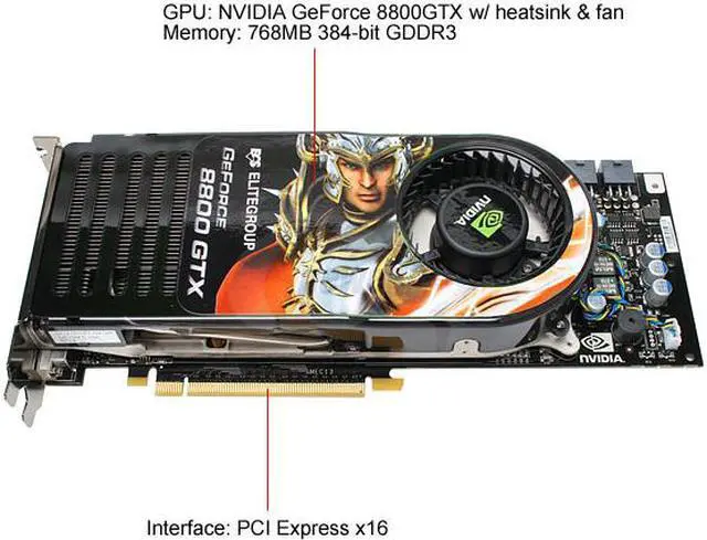 Alt view image 3 of 8 - ECS GeForce 8800 GTX 768MB GDDR3 PCI Express x16 SLI Support Graphics Card N8800GTX-768MX