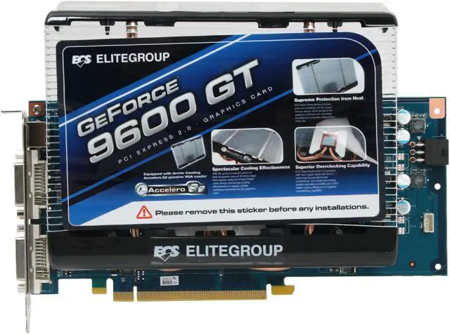 Alt view image 3 of 8 - ECS GeForce 9600 GT 512MB GDDR3 PCI Express 2.0 x16 SLI Support Graphics Card N9600GT-512MX-P