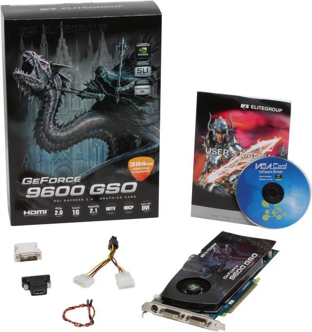 Alt view image 3 of 3 - ECS GeForce 9600 GSO 384MB GDDR3 PCI Express 2.0 x16 SLI Support Graphics Card N9600GSO-384MX-F