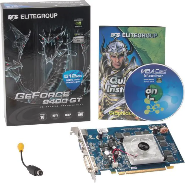 Alt view image 4 of 4 - ECS GeForce 9400 GT 512MB GDDR2 PCI Express 2.0 x16 Graphics Card N9400GT-512DZ-F