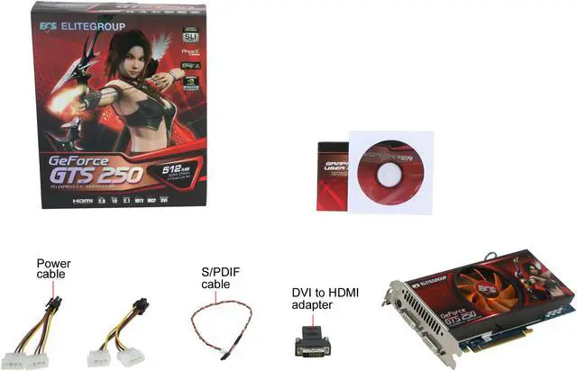 Alt view image 5 of 5 - ECS GeForce GTS 250 512MB DDR3 PCI Express 2.0 x16 SLI Support Graphics Card NGTS250-512MX-F