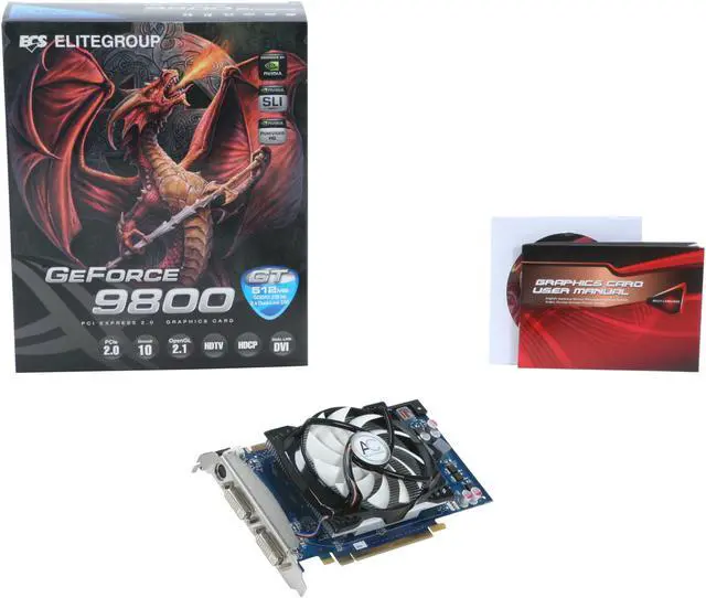 Alt view image 5 of 5 - ECS GeForce 9800 GT 512MB GDDR3 PCI Express 2.0 x16 SLI Support Graphics Card N9800GTE-512MX-F