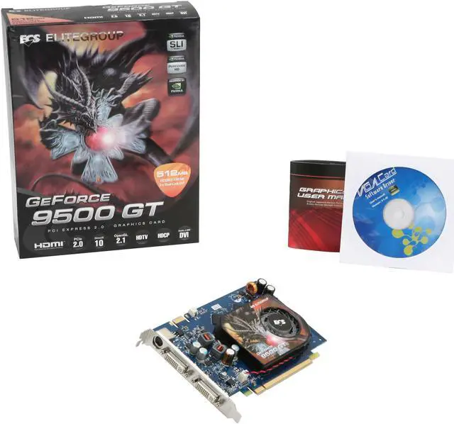 Alt view image 5 of 5 - ECS GeForce 9500 GT 512MB DDR3 PCI Express 2.0 x16 SLI Support Graphics Card N9500GT-512MUL-F