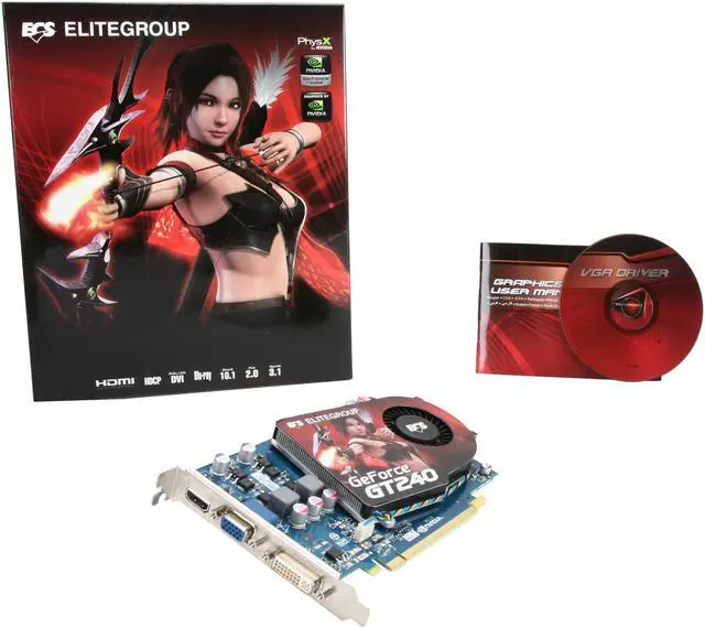 Alt view image 5 of 5 - ECS GeForce GT 240 512MB GDDR5 PCI Express 2.0 x16 Graphics Card NGT240-512QI-F