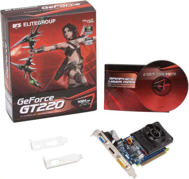 Alt view image 5 of 5 - ECS GeForce GT 220 1GB DDR2 PCI Express 2.0 x16 Low Profile Ready Graphics Card NGT220C-1GQS-F1
