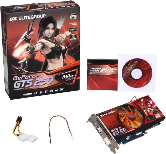 Alt view image 6 of 6 - ECS GeForce GTS 250 512MB DDR3 PCI Express 2.0 x16 SLI Support Graphics Card NGTS250-512QX-F