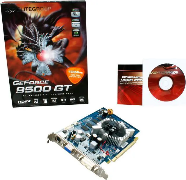 Alt view image 5 of 5 - ECS GeForce 9500 GT 1GB DDR3 PCI Express 2.0 x16 SLI Support Graphics Card N9500GT-1GDR-F