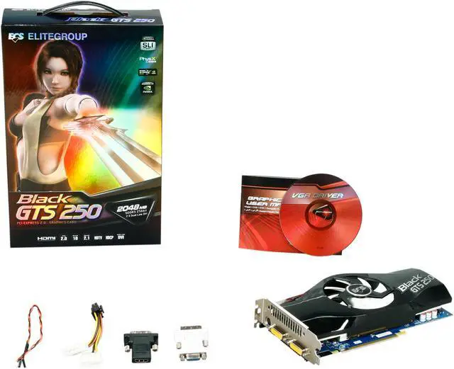 Alt view image 6 of 6 - ECS GeForce GTS 250 2GB DDR3 PCI Express 2.0 x16 SLI Support Graphics Card NBGTS250E-2GMU-F