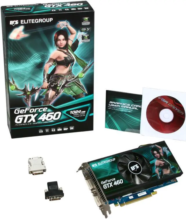 Alt view image 5 of 5 - ECS GeForce GTX 460 (Fermi) 1GB GDDR5 PCI Express 2.0 x16 SLI Support Graphics Card NGTX460-1GPI-F1