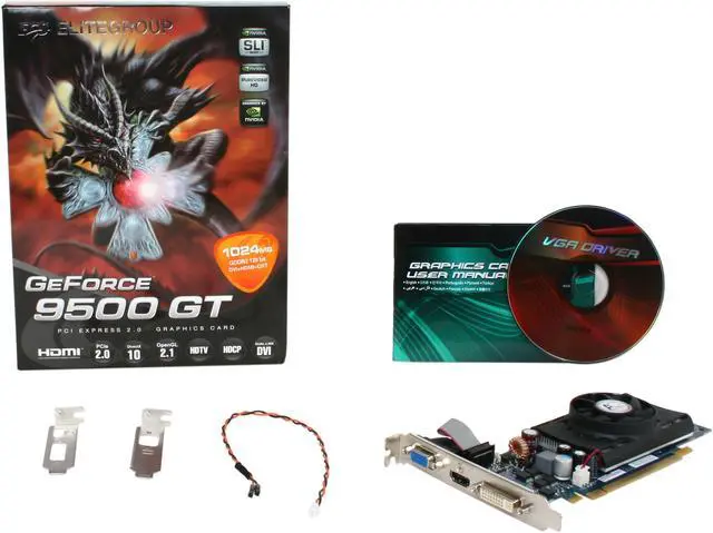 Alt view image 5 of 5 - ECS GeForce 9500 GT 1GB DDR2 PCI Express 2.0 x16 Low Profile Ready Graphics Card N9500GTC-1GQS-F