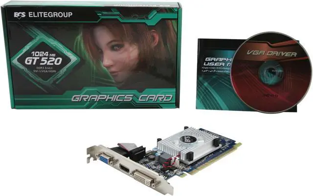 Alt view image 5 of 5 - ECS GeForce GT 520 (Fermi) 1GB DDR3 PCI Express 2.0 x16 Low Profile Ready Graphics Card NGT520C-1GQK-F