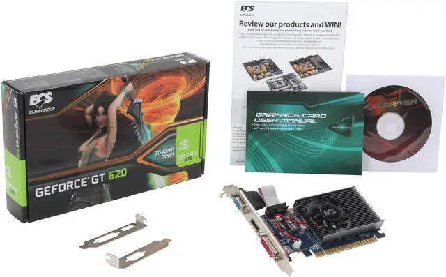 Open Box: ECS GeForce GT 620 Graphics Card GT620C-2GR3-QFT - Newegg.com