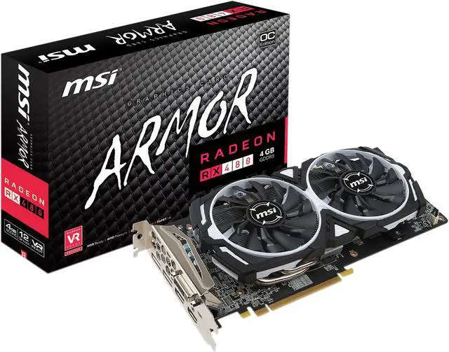 Alt view image 9 of 10 - MSI Radeon RX 480 4GB GDDR5 PCI Express 3.0 x16 CrossFireX Support Graphics Card RX 480 ARMOR 4G OC