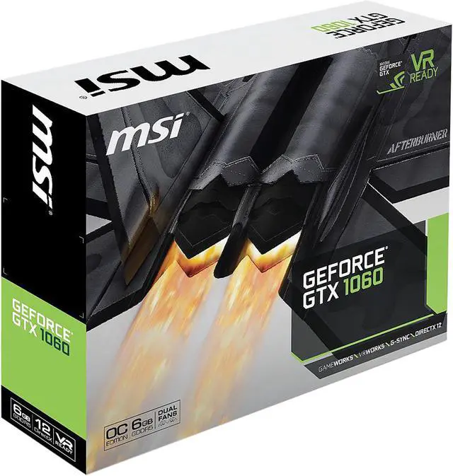 Alt view image 8 of 8 - MSI GeForce GTX 1060 6GB GDDR5 PCI Express 3.0 x16 ATX Graphics Card GTX 1060 6GT OCV1