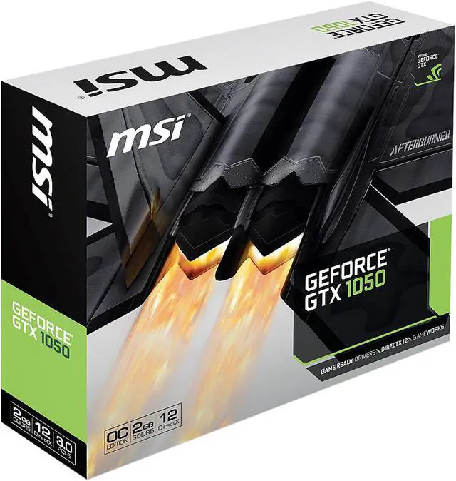 Alt view image 8 of 8 - MSI GeForce GTX 1050 2GB GDDR5 PCI Express 3.0 x16 ATX Graphics Card GTX 1050 2G OC