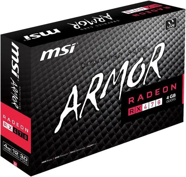 Alt view image 10 of 10 - AMD Radeon RX 470 4GB GDDR5 PCI Express 3.0 x16 CrossFireX Support Graphics Card RX 470 ARMOR 4G