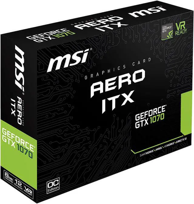Alt view image 8 of 8 - MSI GeForce GTX 1070 8GB GDDR5 PCI Express 3.0 x16 SLI Support Graphics Card GTX 1070 AERO ITX 8G OC
