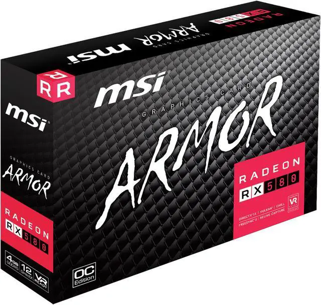 Alt view image 8 of 9 - MSI Radeon RX 580 4GB GDDR5 PCI Express x16 CrossFireX Support Graphics Card RX 580 ARMOR 4G OC