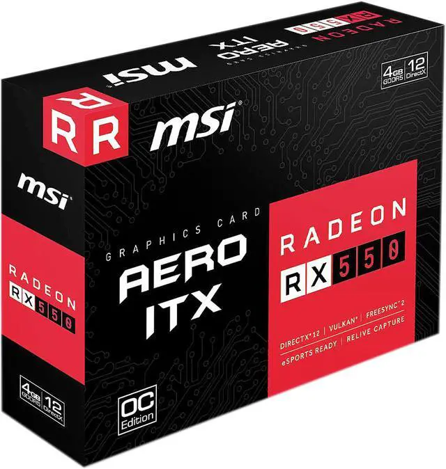 Alt view image 8 of 9 - MSI Radeon RX 550 4GB GDDR5 PCI Express x16 (Uses x8) Graphics Card RX 550 AERO ITX 4G OC