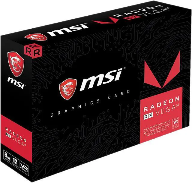 Alt view image 8 of 8 - MSI Black Radeon RX Vega 64 8GB HBM2 PCI Express 3.0 x16 CrossFireX Support Graphics Card RADEON RX VEGA 64 8G