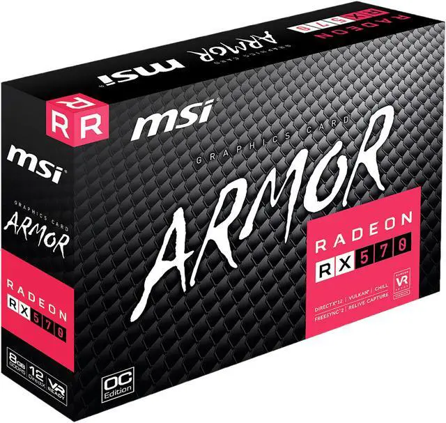 Alt view image 10 of 10 - MSI Radeon RX 570 8GB GDDR5 PCI Express x16 CrossFireX Support ATX Graphics Card RX 570 ARMOR 8G OC