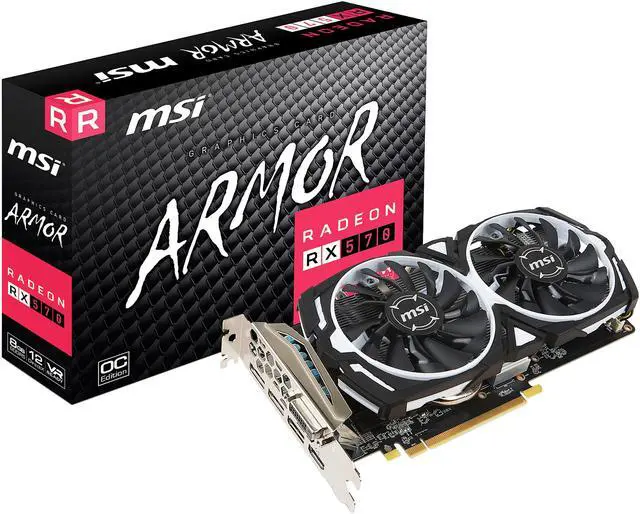 Alt view image 9 of 10 - MSI Radeon RX 570 8GB GDDR5 PCI Express x16 CrossFireX Support ATX Graphics Card RX 570 ARMOR 8G OC