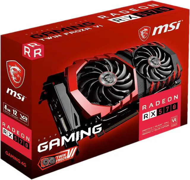 Alt view image 12 of 12 - MSI Radeon RX 570 4GB GDDR5 PCI Express x16 CrossFireX Support Graphics Card Radeon RX 570 GAMING 4G