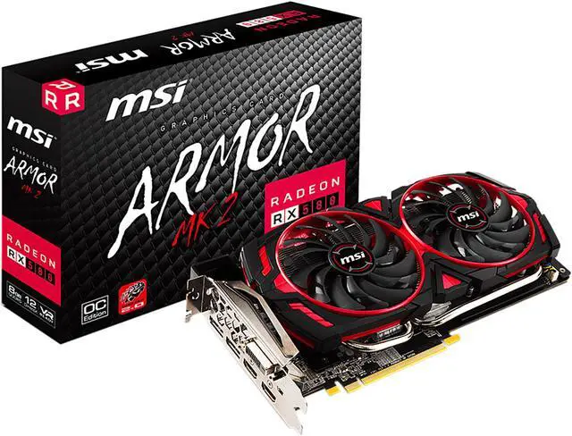 Alt view image 5 of 5 - MSI Radeon RX 580 8GB GDDR5 PCI Express x16 CrossFireX Support Graphics Card RX 580 ARMOR MK2 8G OC