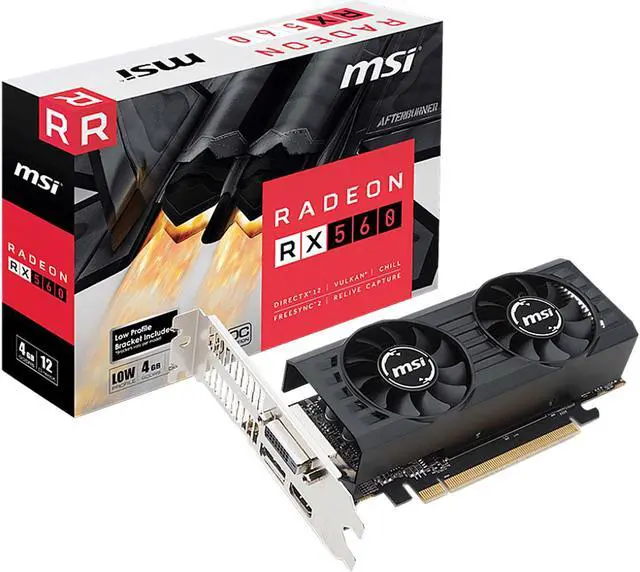Alt view image 5 of 5 - MSI Radeon RX 560 4GB GDDR5 PCI Express x16 (Uses x8) CrossFireX Support Low Profile Graphics Card Radeon RX 560 4GT LP OC