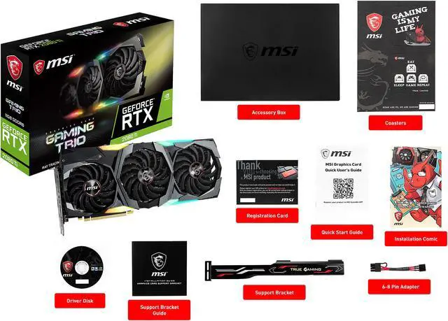 Alt view image 9 of 10 - MSI GeForce RTX 2080 TI GAMING X TRIO Video Card