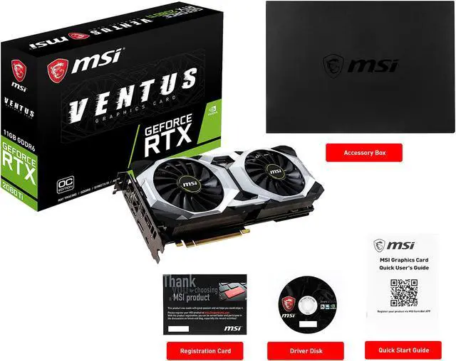 Alt view image 4 of 4 - MSI GeForce RTX 2080 Ti 11GB GDDR6 PCI Express 3.0 x16 SLI Support Graphics Card RTX 2080 Ti VENTUS 11G