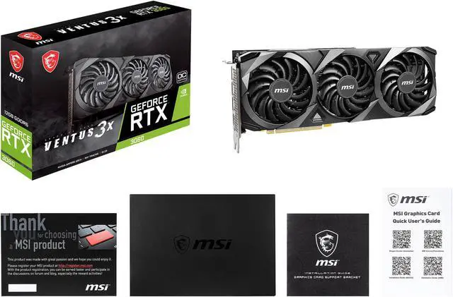 Alt view image 11 of 12 - MSI Ventus GeForce RTX 3060 12GB GDDR6 PCI Express 4.0 Graphics Card RTX 3060 Ventus 3X 12G OC
